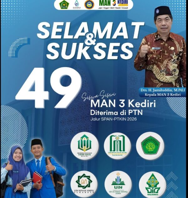 Siswa Siswi MAN 3 Kediri Diterima di PTN Jalur SPAN-PTKIN 2026
