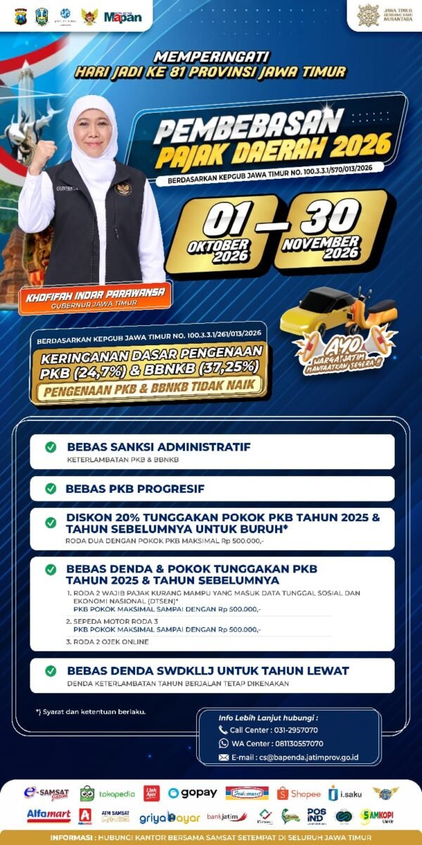 Program Pembebasan Pajak / Pemutihan Kendaraan Bermotor Kota Kediri di wilayah Jawa Timur